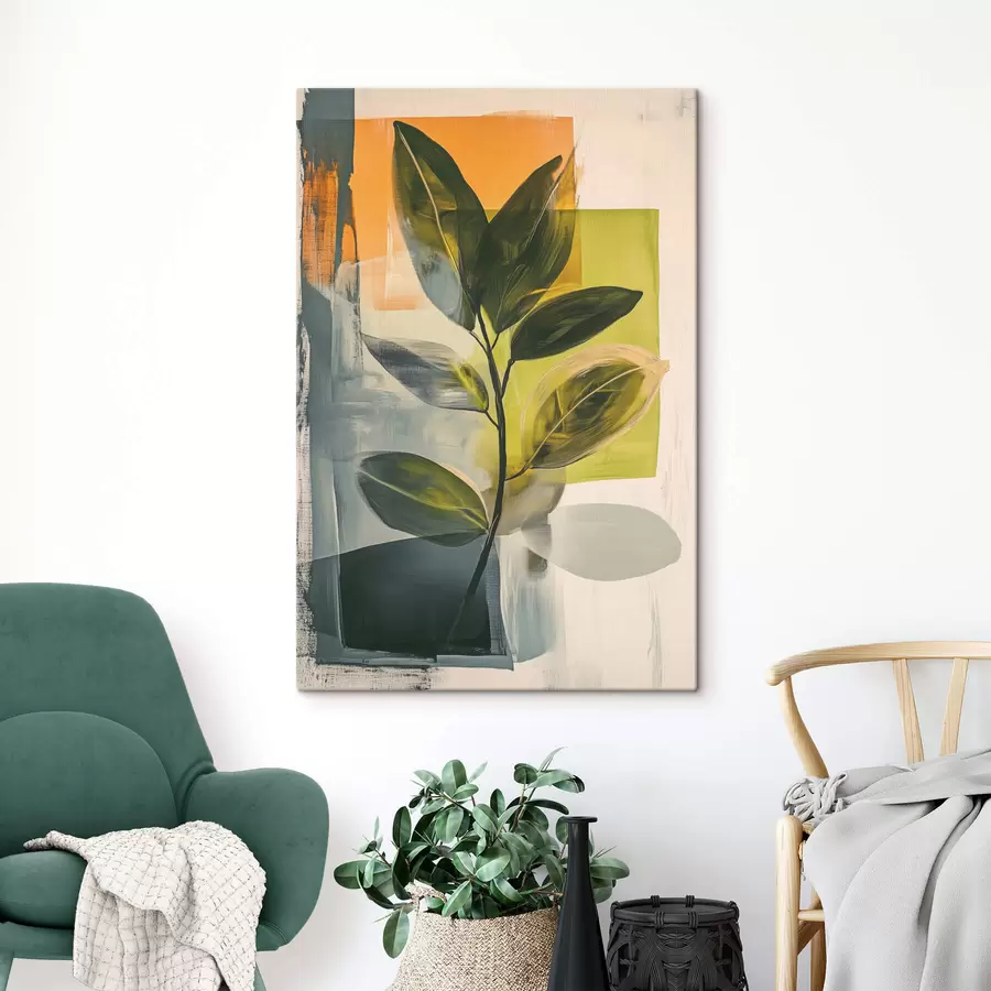 wall murals A branch of leaves on an abstract background s47249