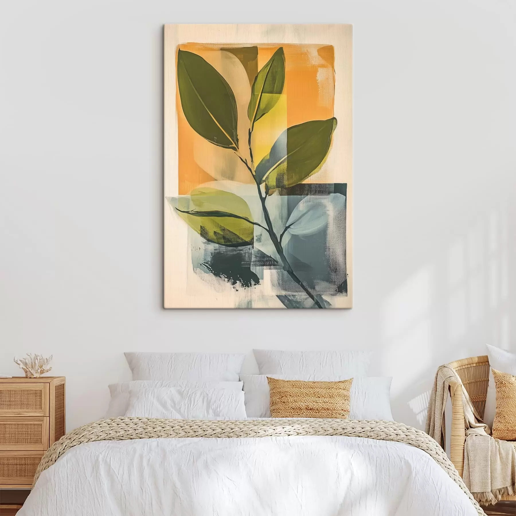 murales Una rama con hojas sobre un fondo abstracto. s47250