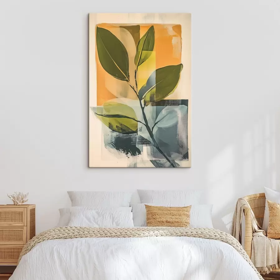 wall murals A branch of leaves on an abstract background s47250