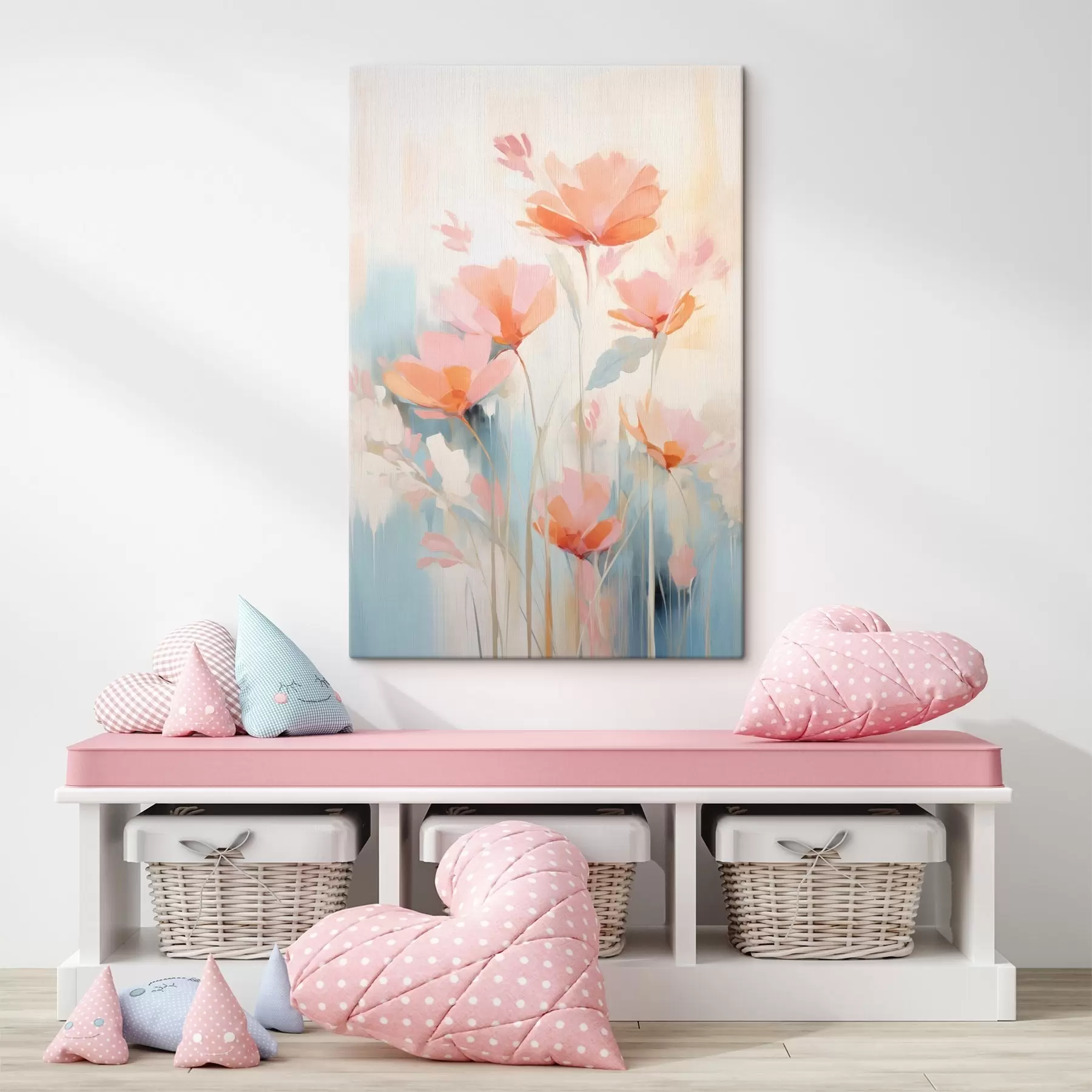 wall murals Pastel floral composition in a contemporary painting style s46930