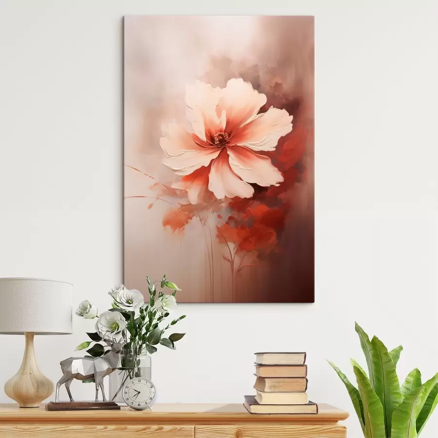 murales Delicada flor de coral blanco sobre un fondo difuminado, al estilo de una pintura al óleo. s46938