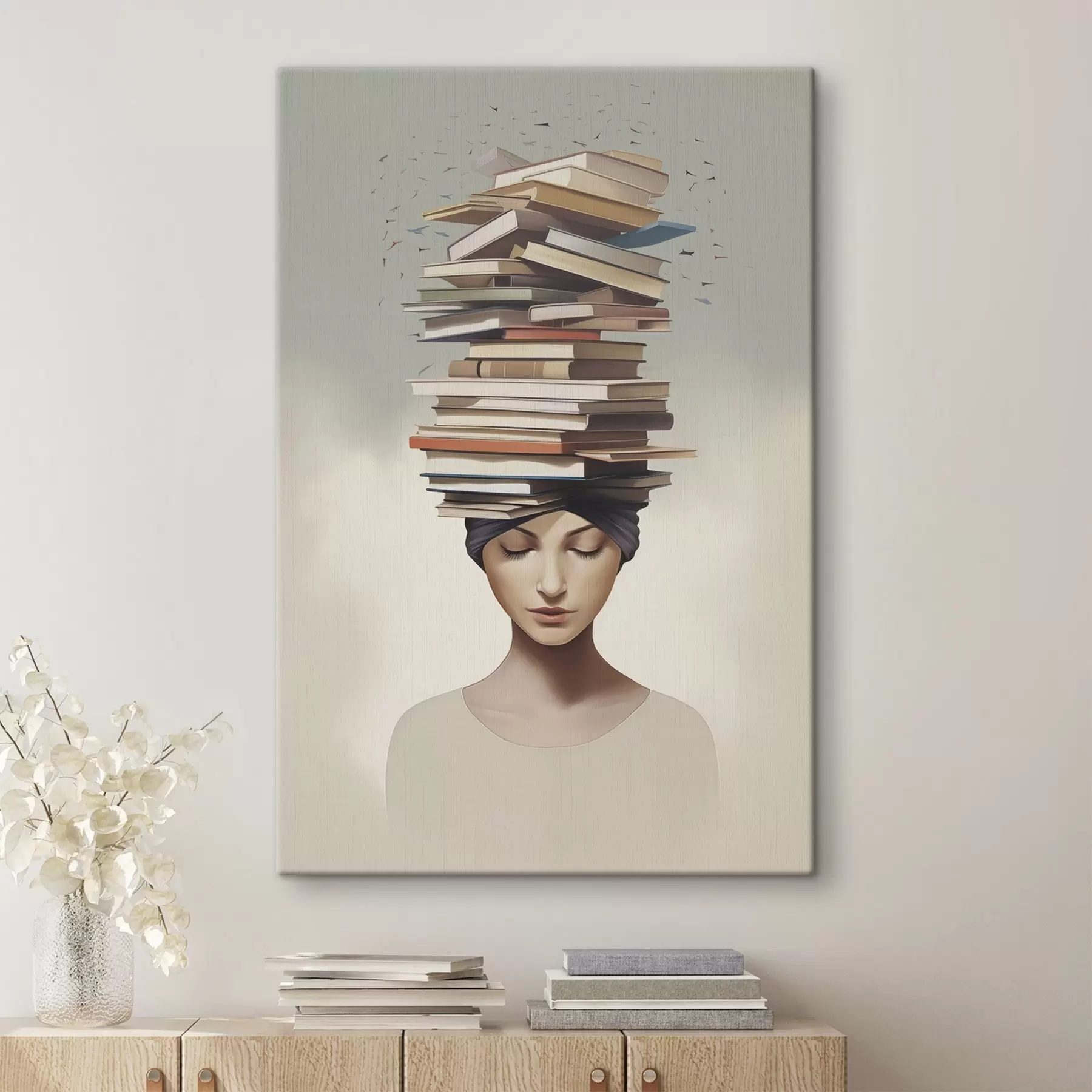 wall murals Portrait of a girl with books s47333