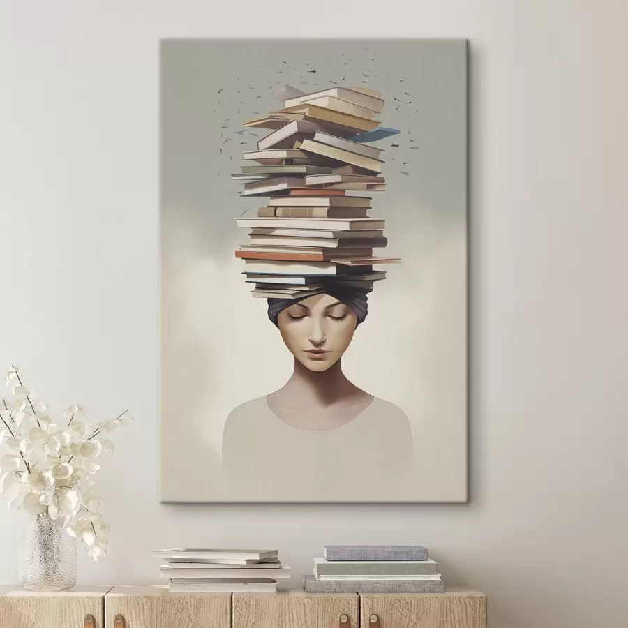 wall murals Portrait of a girl with books s47333