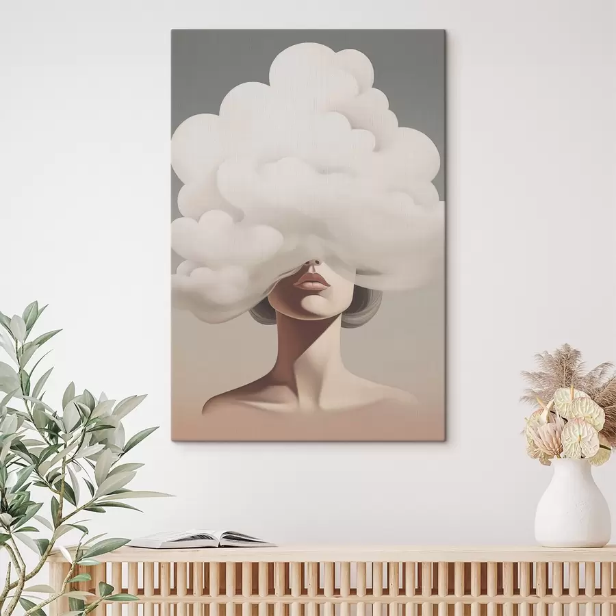 wall murals The girl's face is covered by a cloud s47337