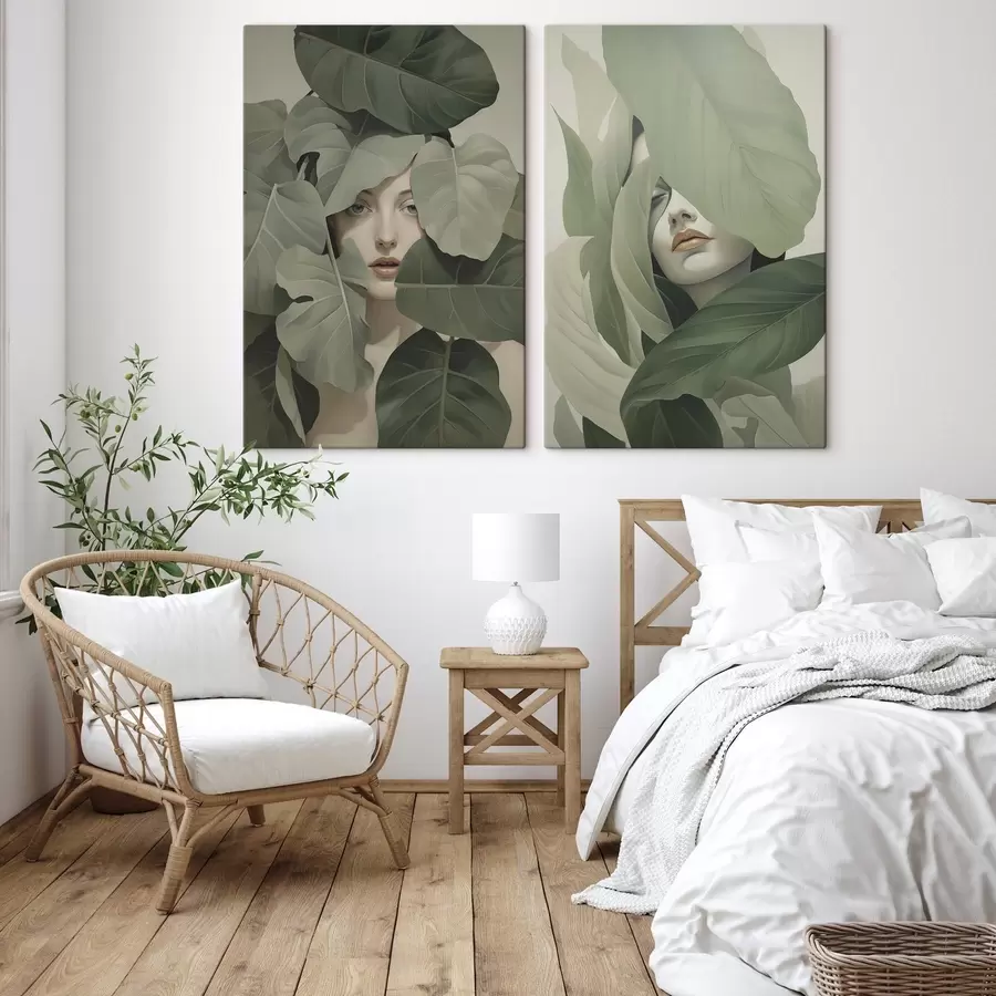 wall murals Portrait of a girl in foliage m01183