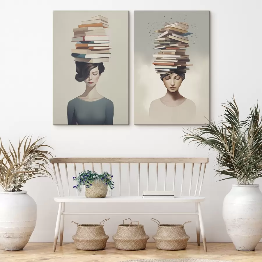 wall murals Portrait of a girl with books  m01184