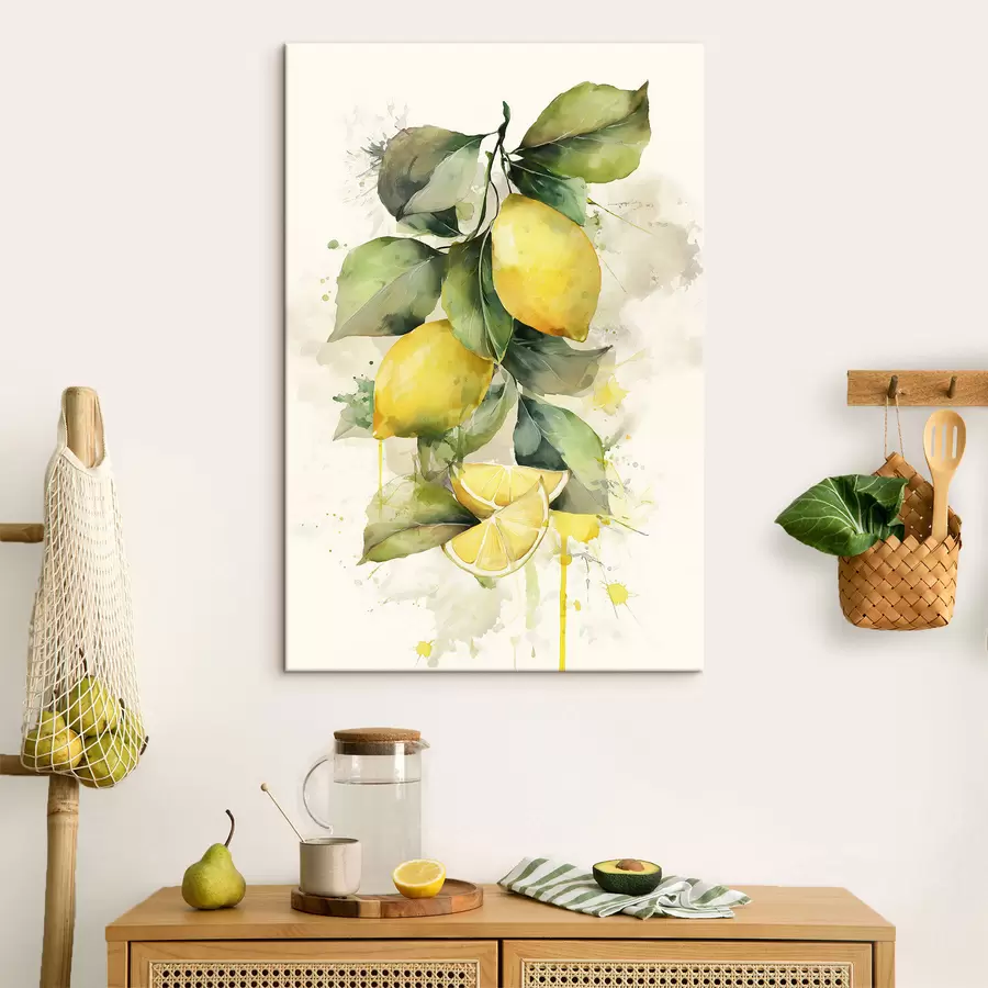 wall murals watercolour-style branch with lemons s47124