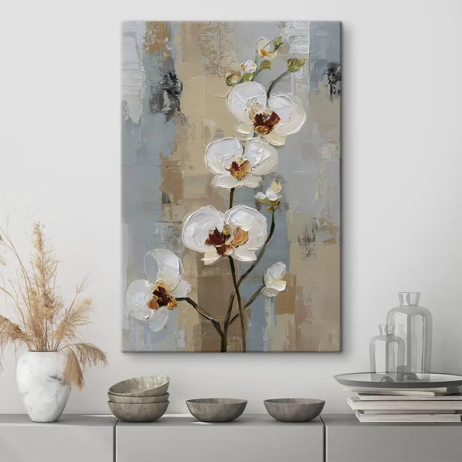 wall murals white orchid flowers in the style of oil painting s47131