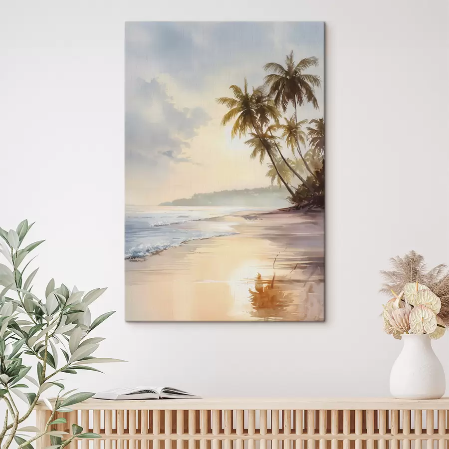 wall murals sunset beach on an island in watercolour style s47135