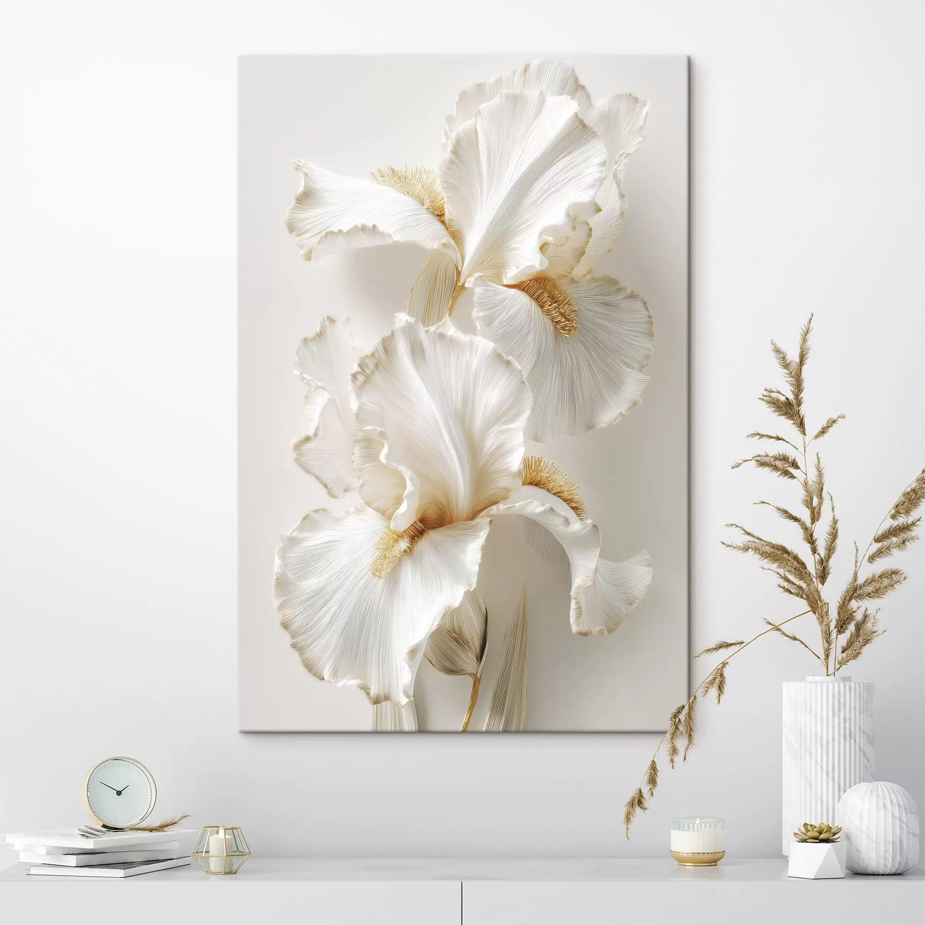 murales grandes flores de iris blancas s47138