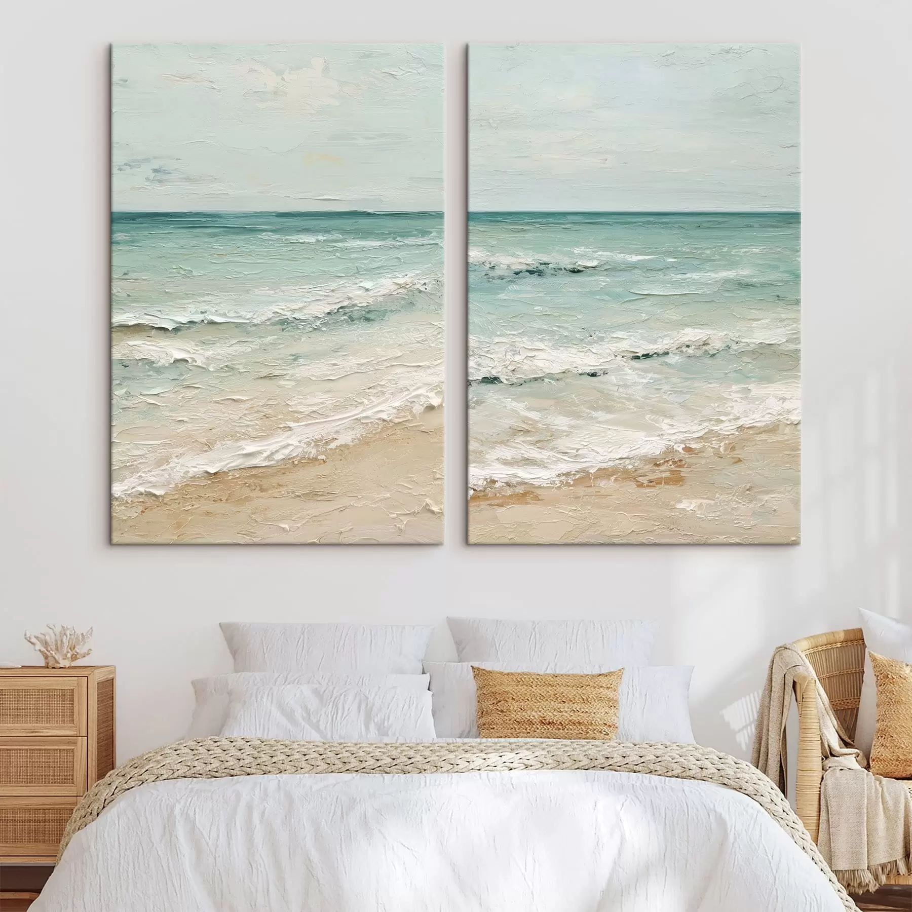 wall murals seaside in the style of oil painting m01170