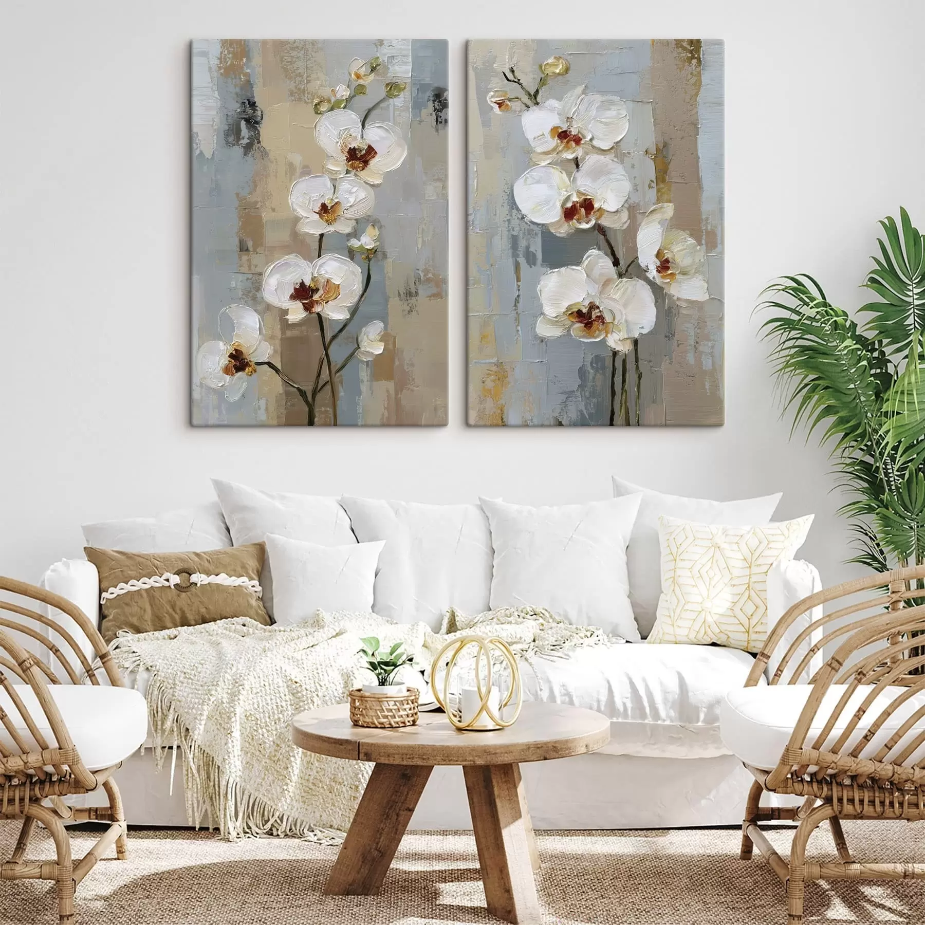 wall murals white orchid flowers in the style of oil painting m01175