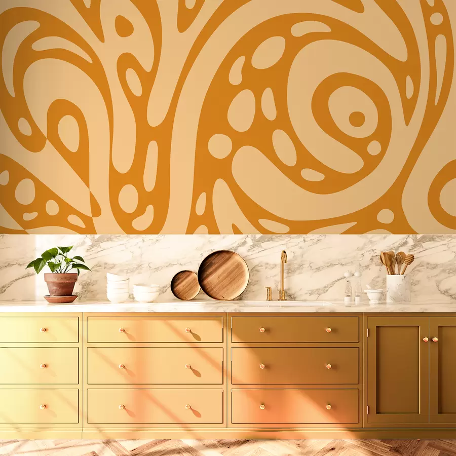 Wall Mural Photo Wallpaper Abstract pattern with warm ochre shapes w05071v1