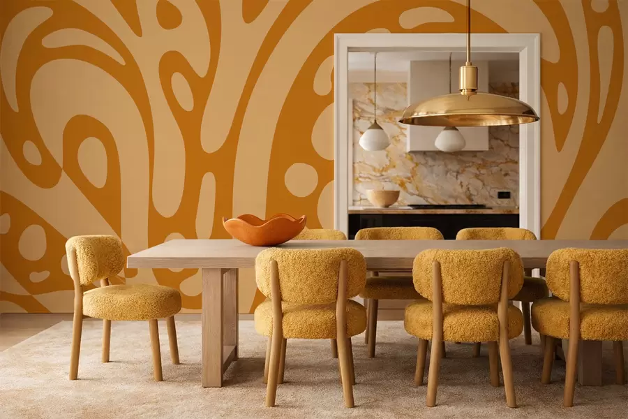 Wall Mural Photo Wallpaper Abstract pattern with warm ochre shapes w05071v1