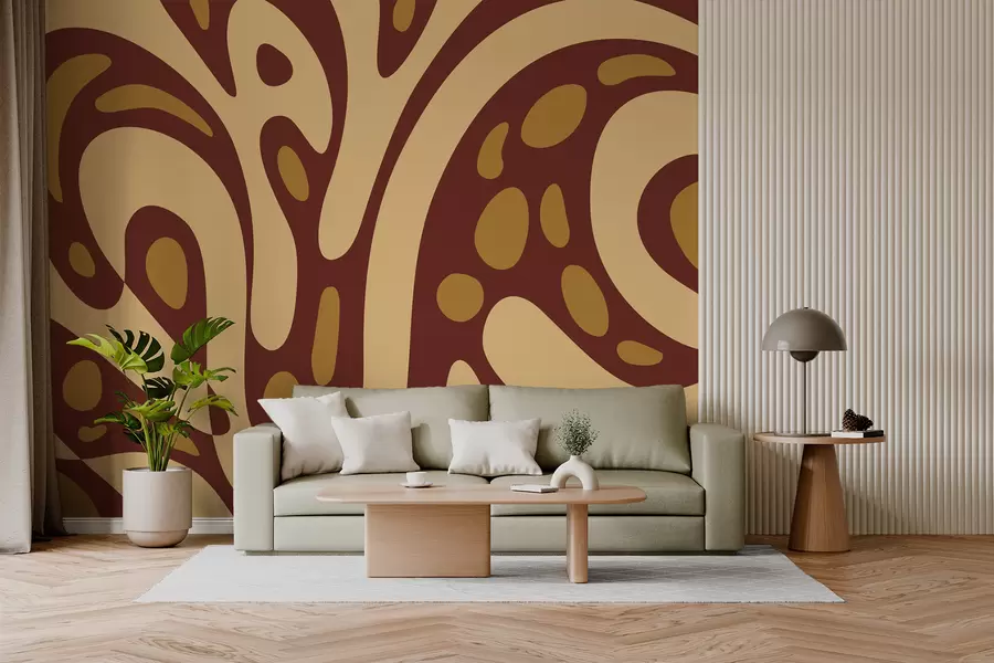 wall murals Abstract pattern with brown and beige shapes w05071v2