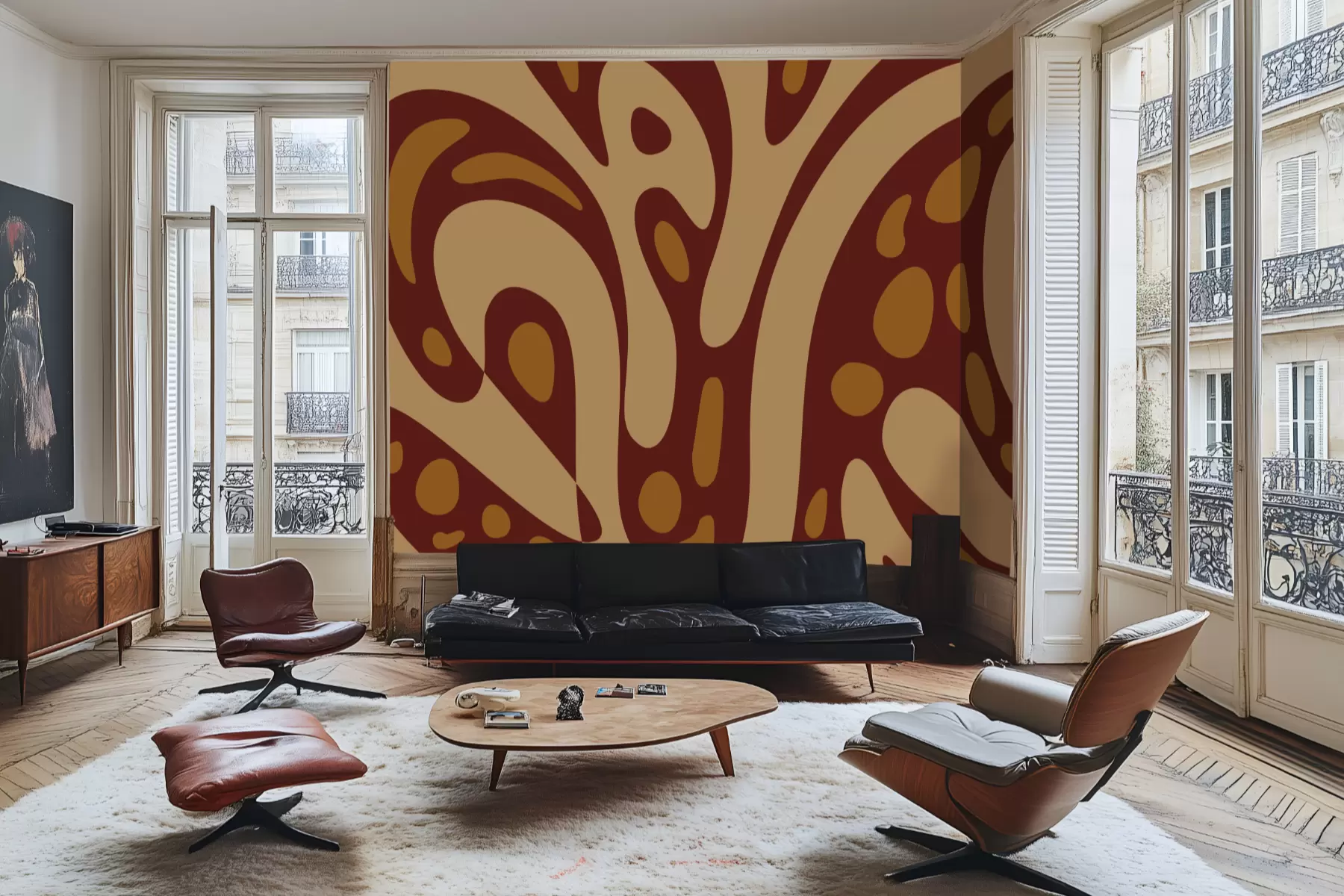 wall murals Abstract pattern with brown and beige shapes w05071v2