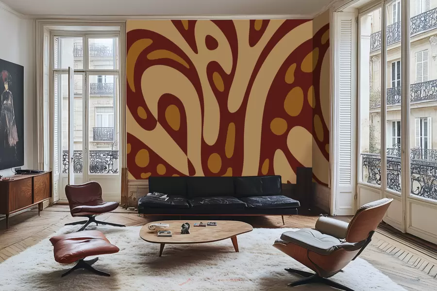 peintures murales Motif abstrait avec des formes marron et beiges w05071v2