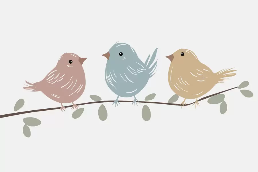 Wall Mural Photo Wallpaper Birds on a branch w05099