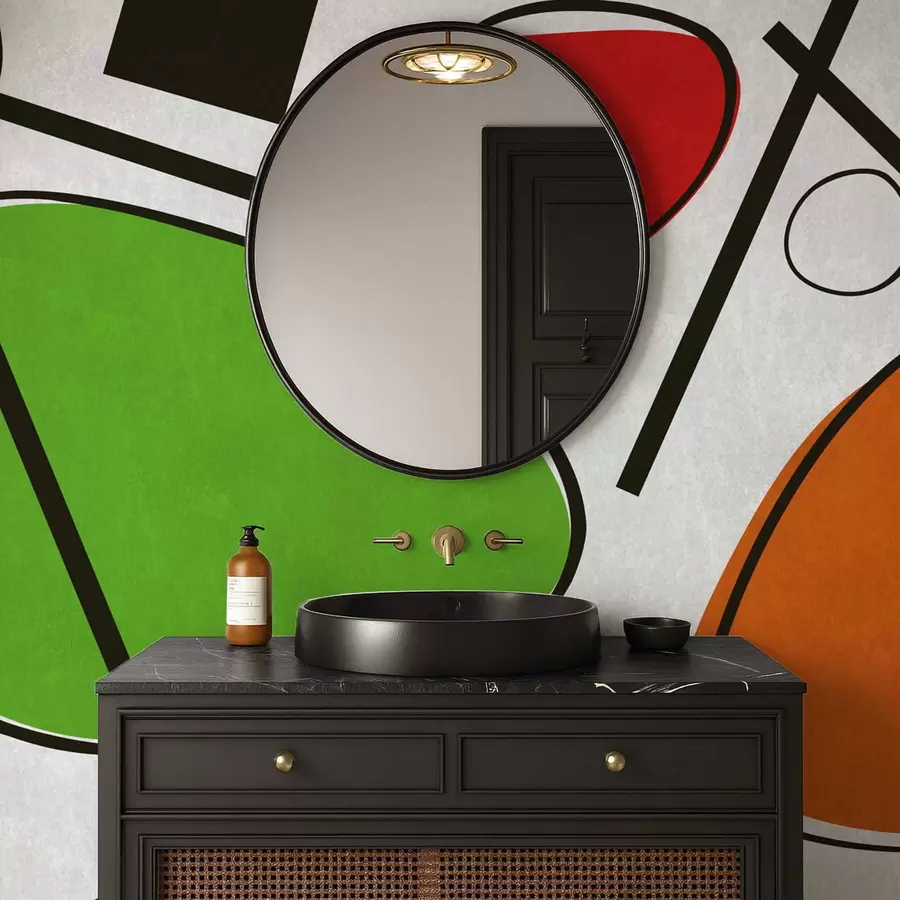 murales Formas geométricas abstractas con líneas y áreas de colores vivos. w05017v1