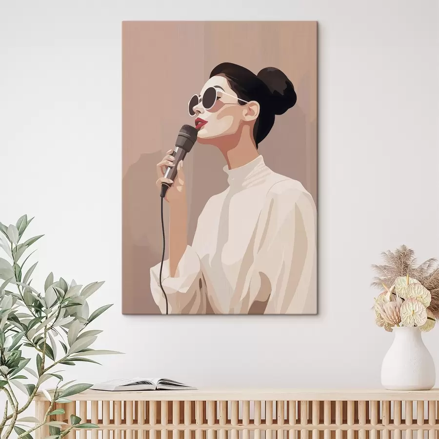 wall murals Girl with a microphone s47409