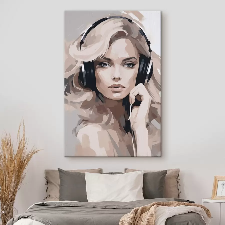 wall murals Portrait of a girl with headphones s47410