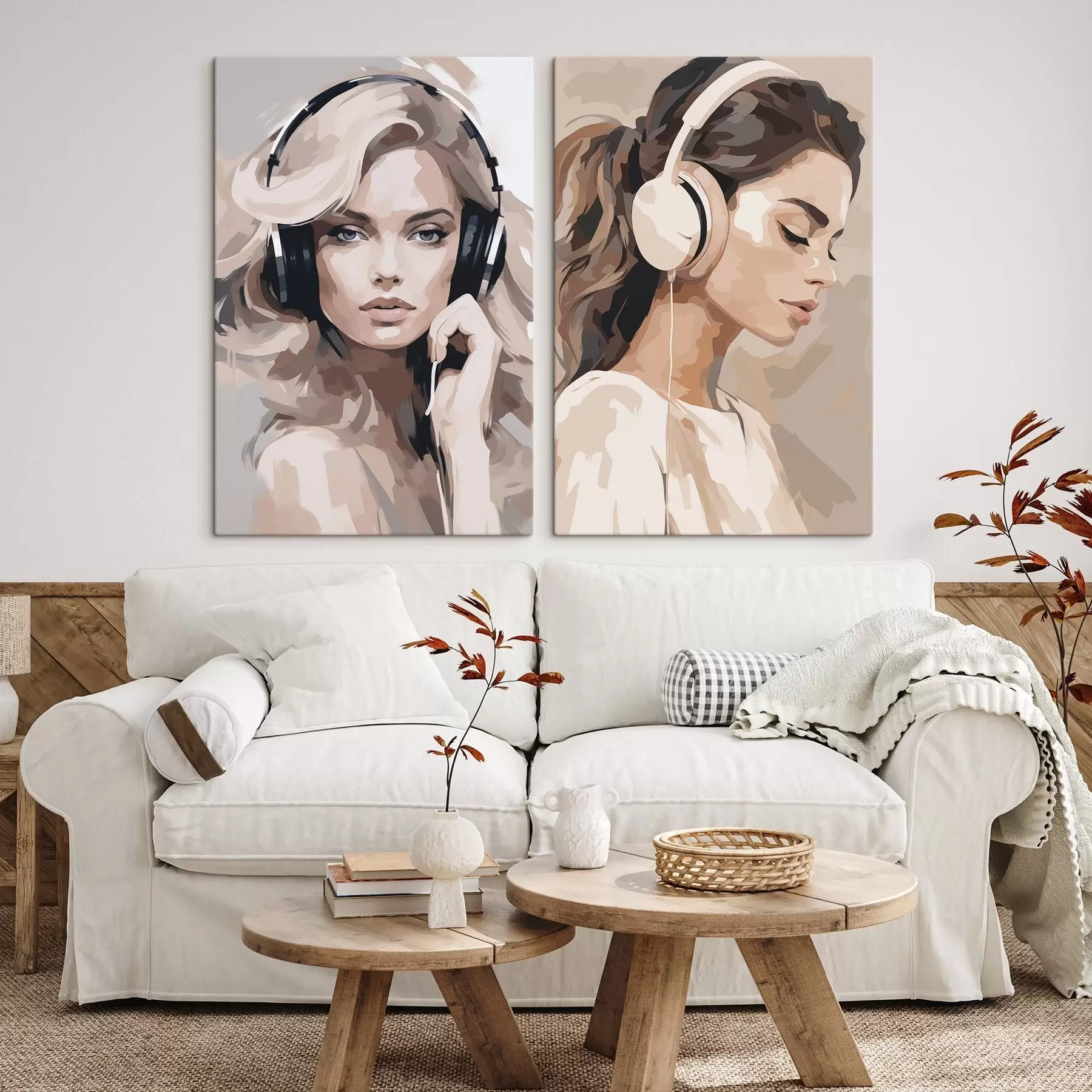 wall murals Portrait of a girl with headphones m01192