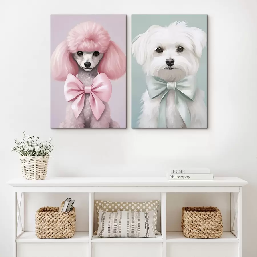 murales Perro con un lazo m01193