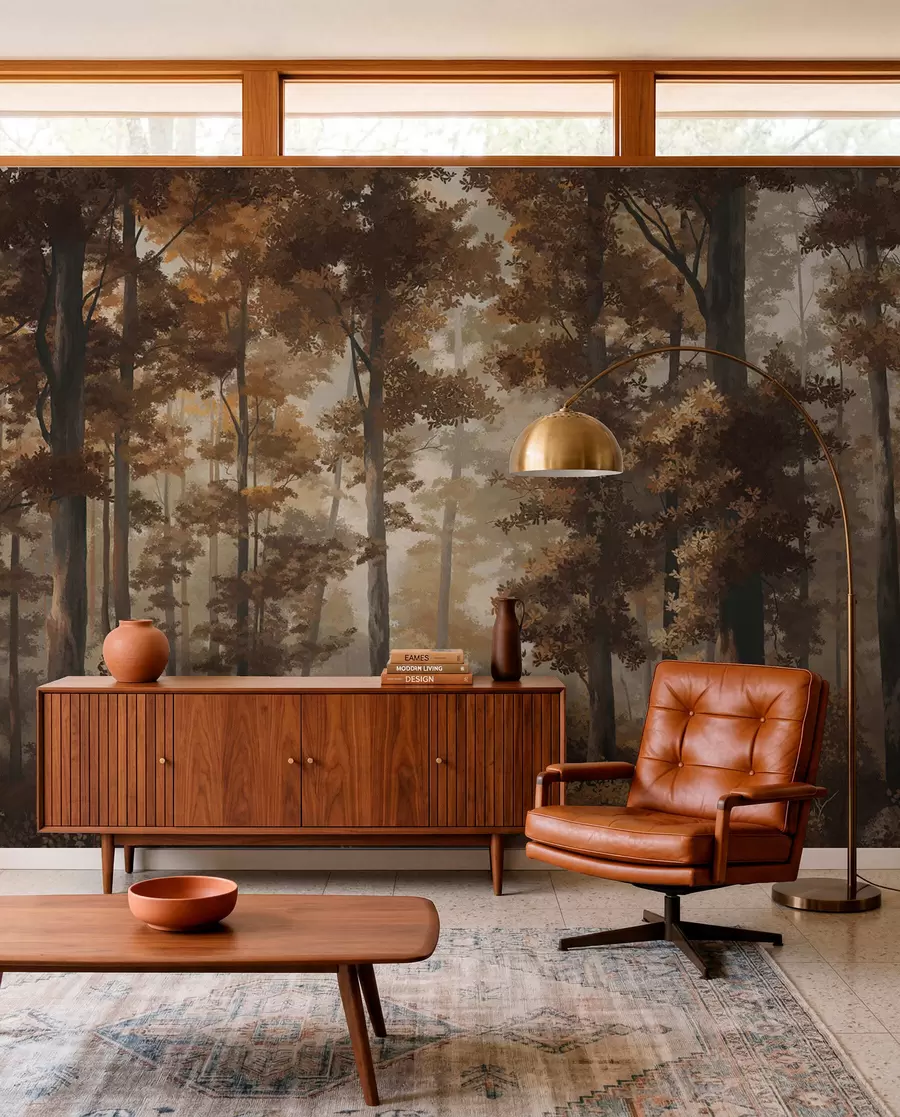 peintures murales Sentier forestier ambré w05089v1