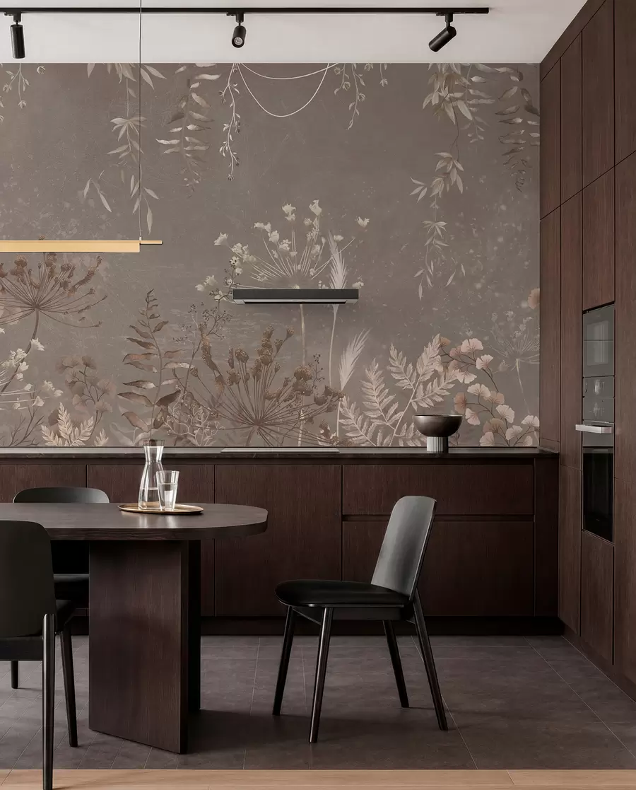 wall murals Light botanical pattern with flowers and leaves w05092v1