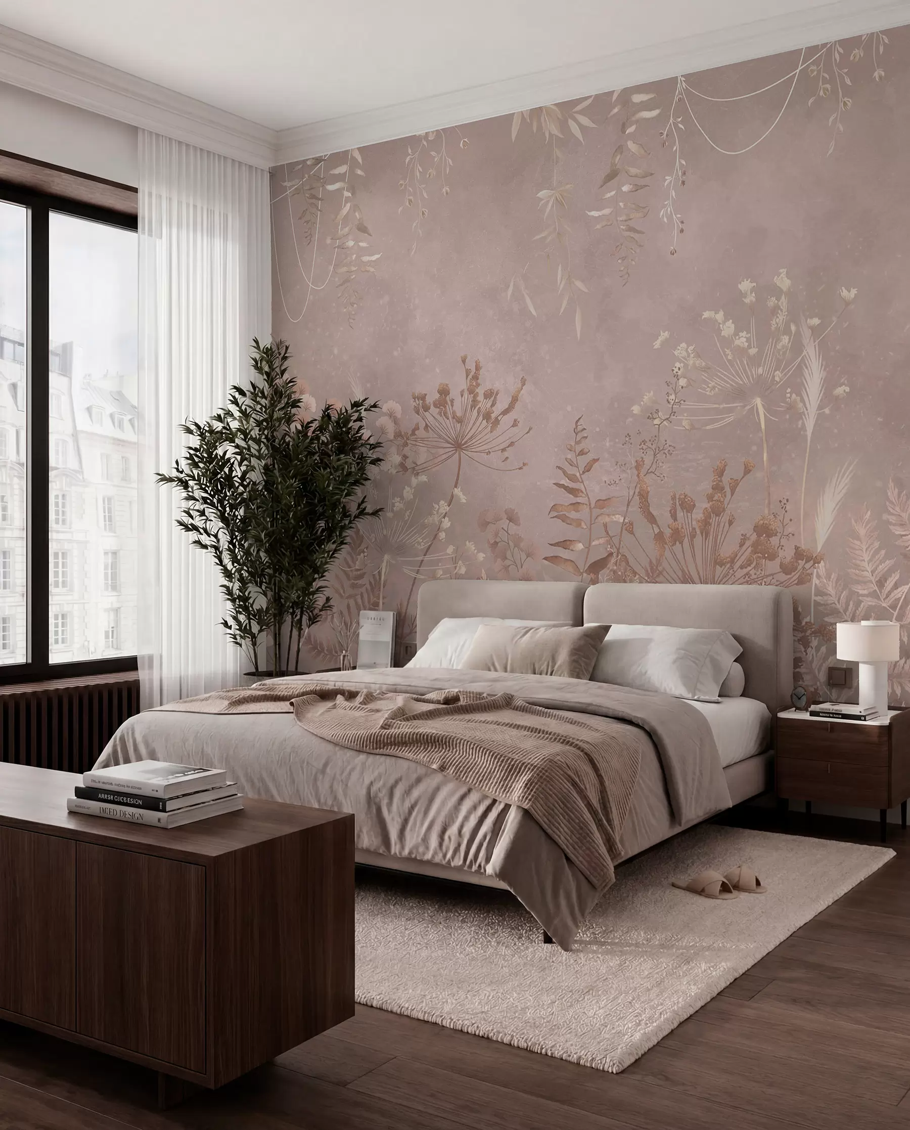 wall murals Meadow in Taupe w05092v2