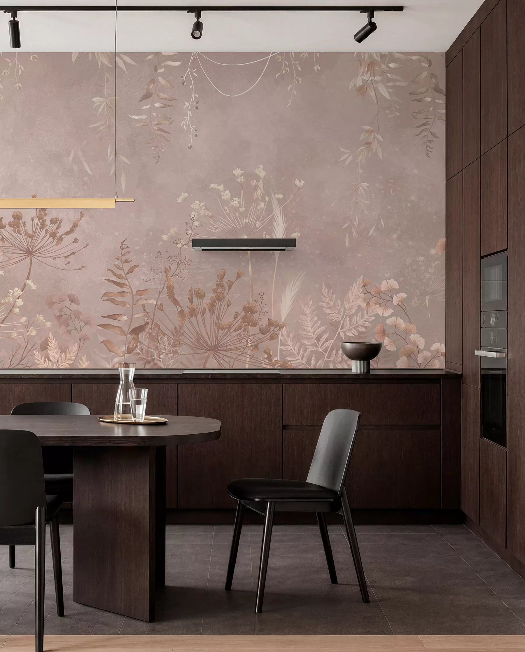 wall murals Soft beige botanical pattern with wild flowers w05092v2