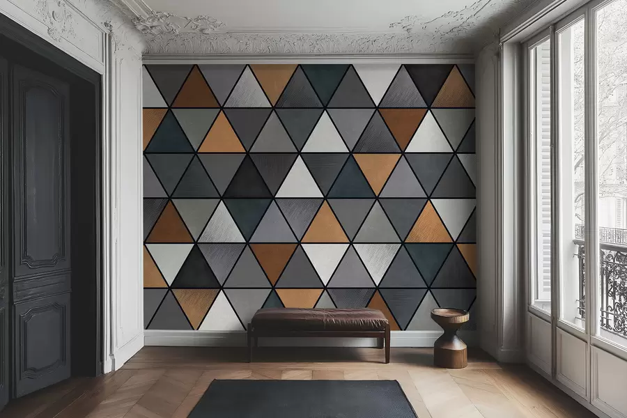 Wall Mural Photo Wallpaper Triangle pattern with gray and warm shades w05095v1
