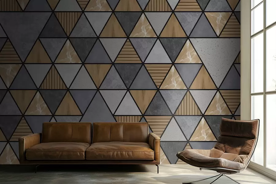 murales Adorno triangular con colores neutros y cálidos. w05096v1