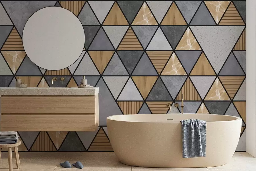 Wall Mural Photo Wallpaper Triangle ornament with neutral and warm colors w05096v1