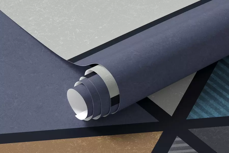 peintures murales Motif géométrique triangulaire dans des tons bleus et chauds w05095