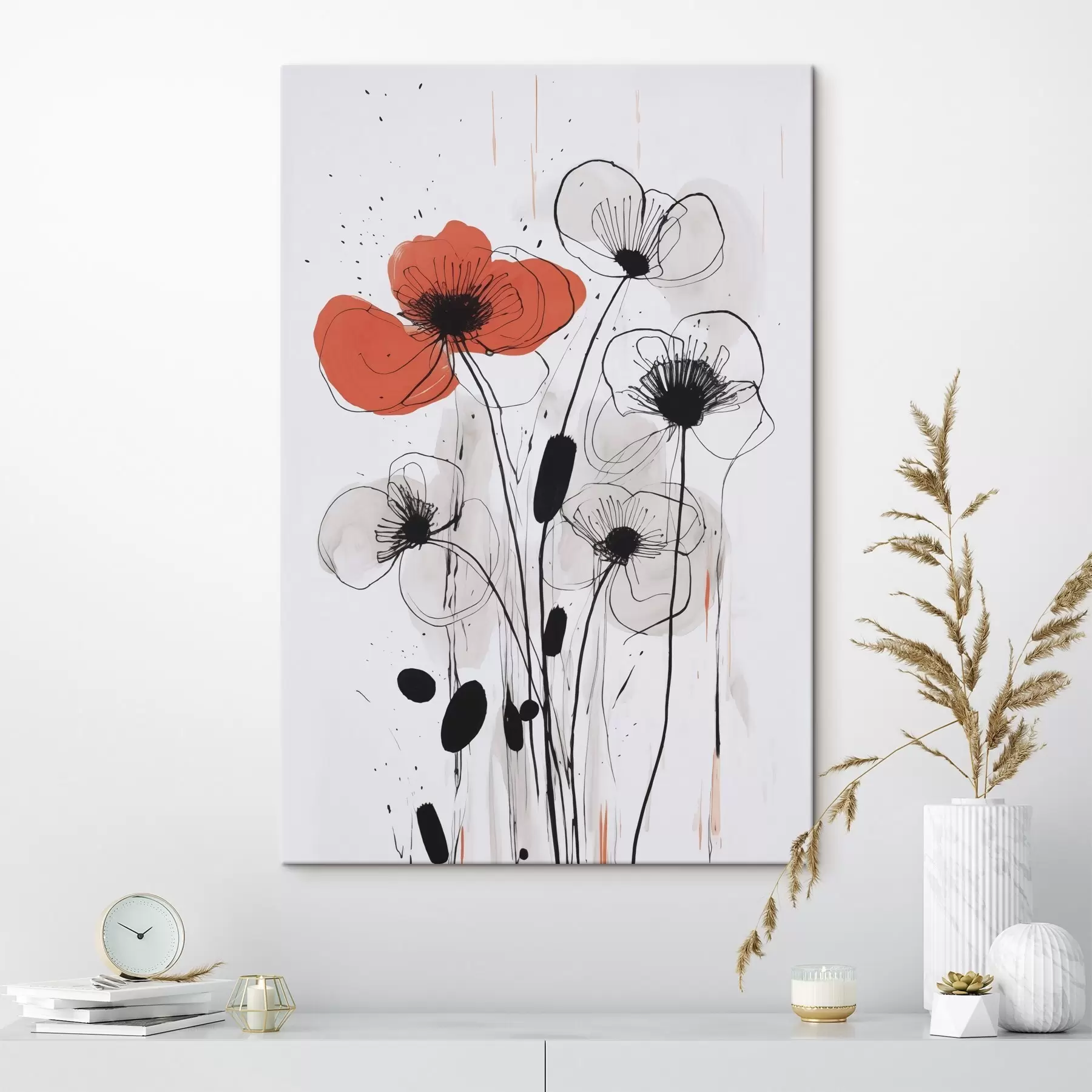 murales Flores abstractas imitación de un dibujo s47500