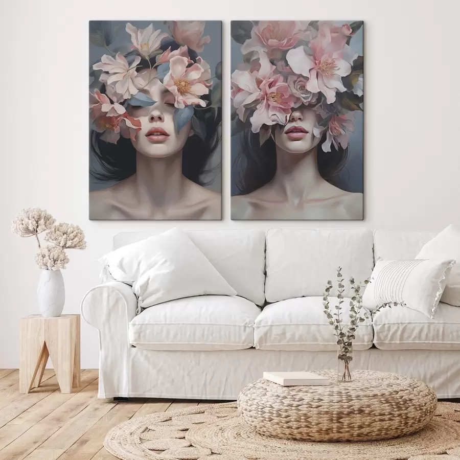 wall murals Abstract female portrait with flowers m01221