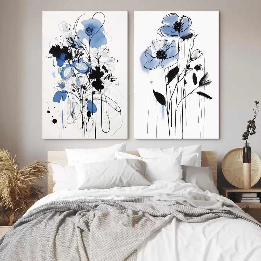 murales Abstracción con manchas y flores m01222