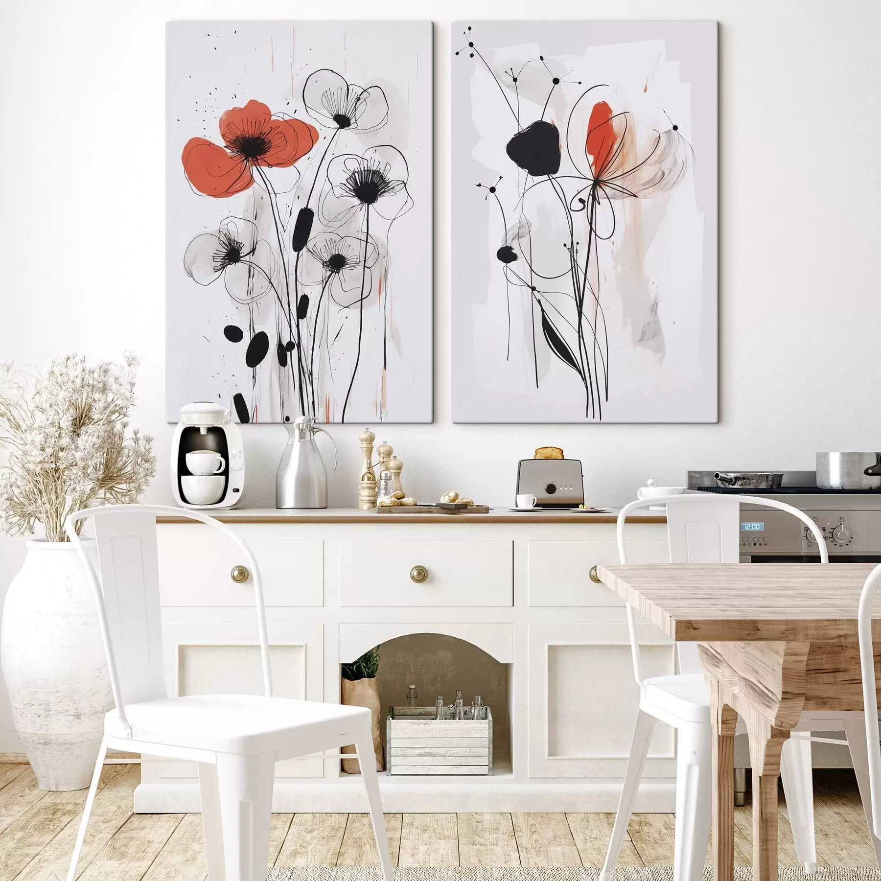wall murals Abstract flowers imitation of a drawing m01227