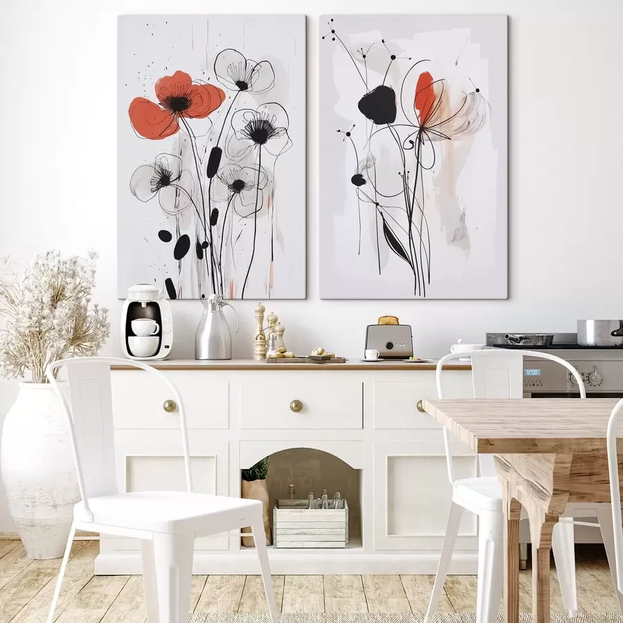 wall murals Abstract flowers imitation of a drawing m01227