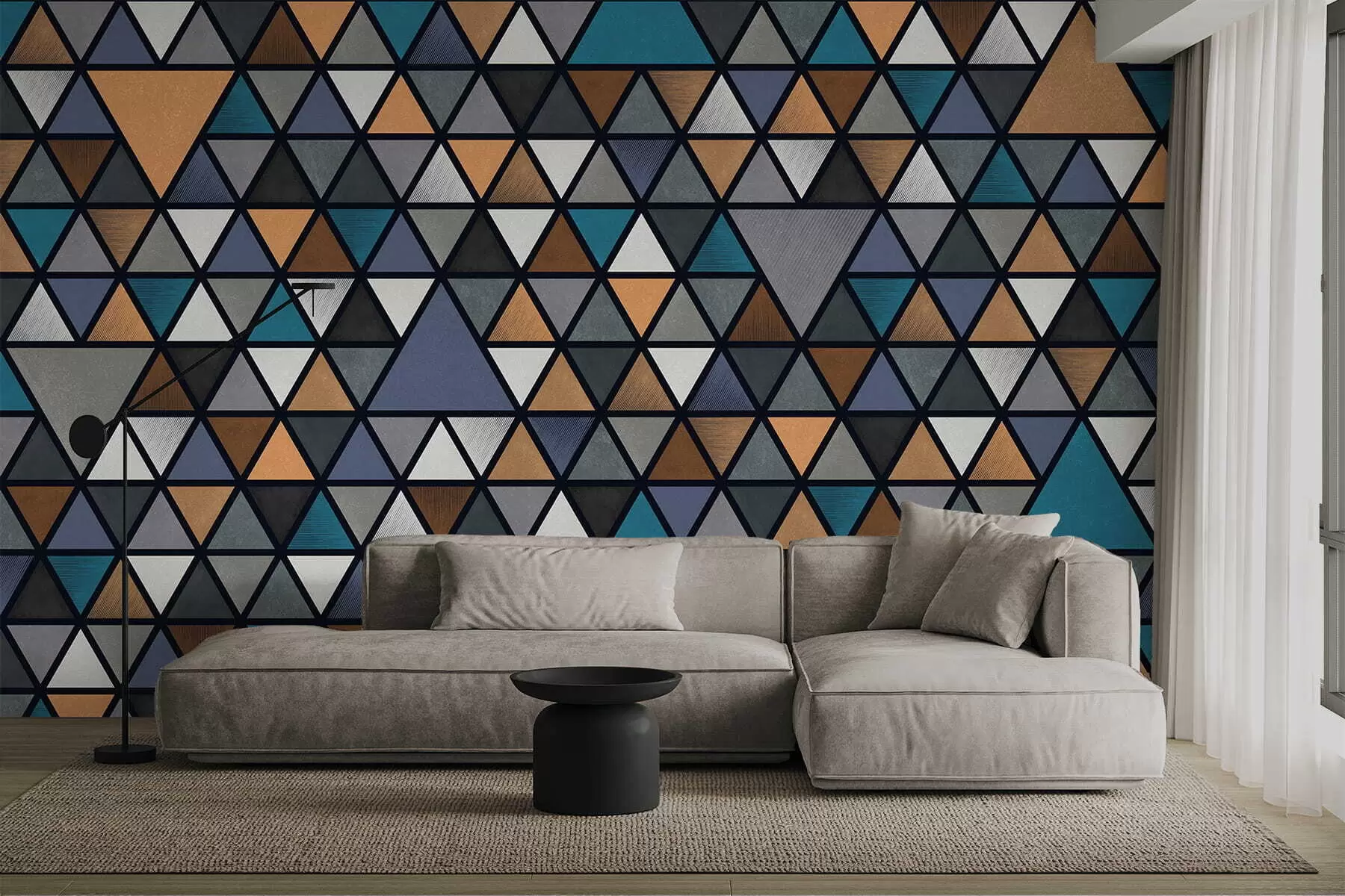 Wall Mural Photo Wallpaper Geometric pattern of multicolored triangles w05094