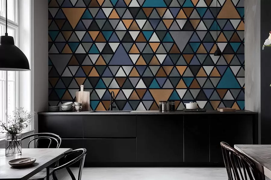 Wall Mural Photo Wallpaper Geometric pattern of multicolored triangles w05094