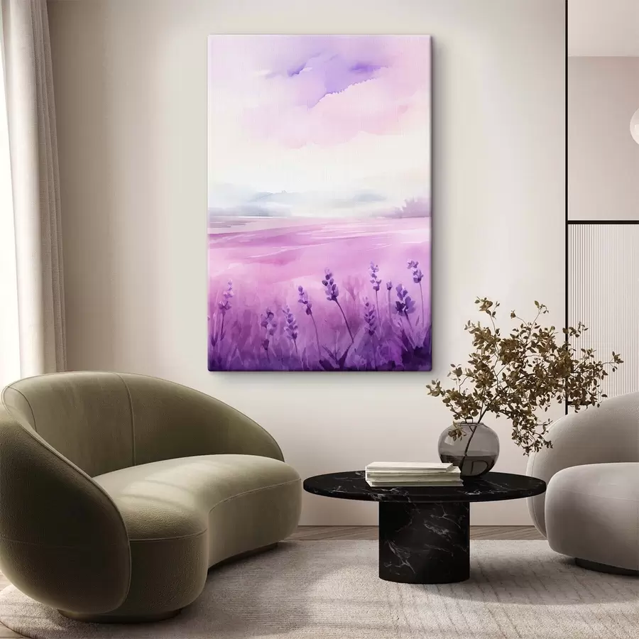 wall murals Lavender field, imitation watercolor s47109