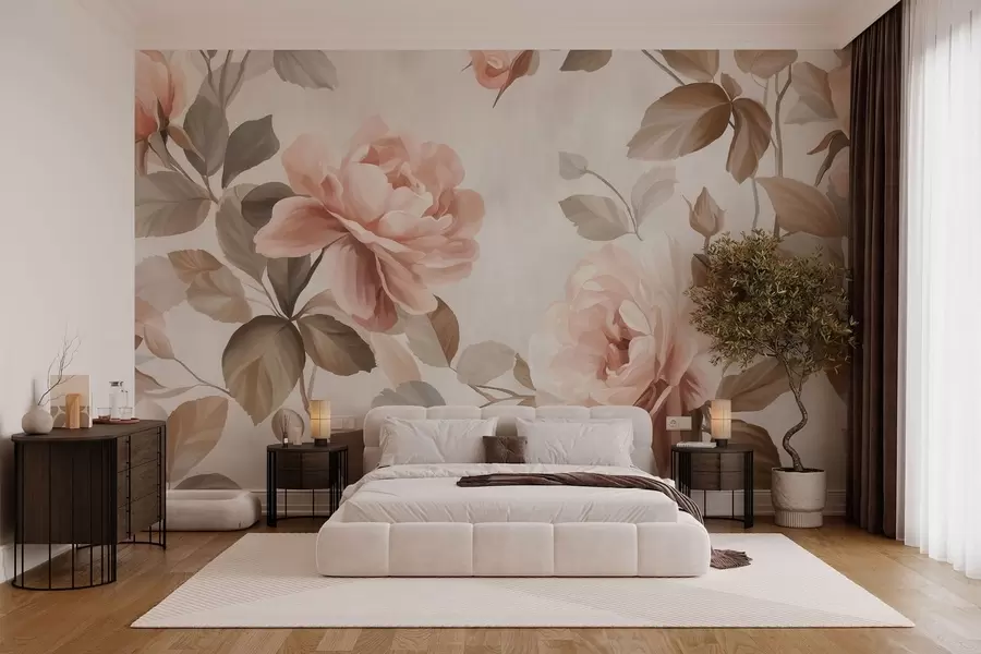 Wall Mural Photo Wallpaper picturesque roses in the style of oil painting w04873