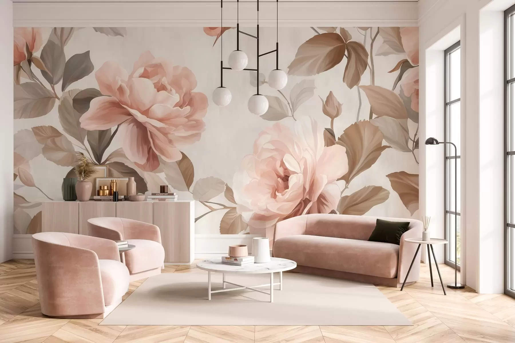 Wall Mural Photo Wallpaper picturesque roses in the style of oil painting w04873