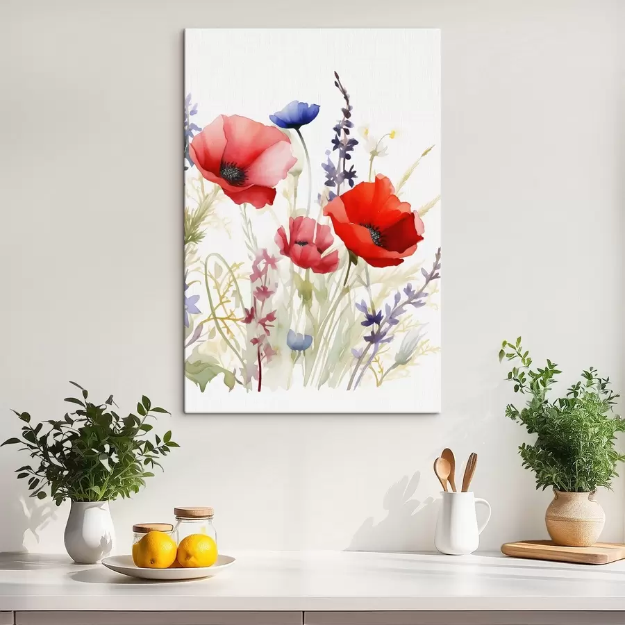 wall murals Poppy inflorescences, imitation watercolor s46888