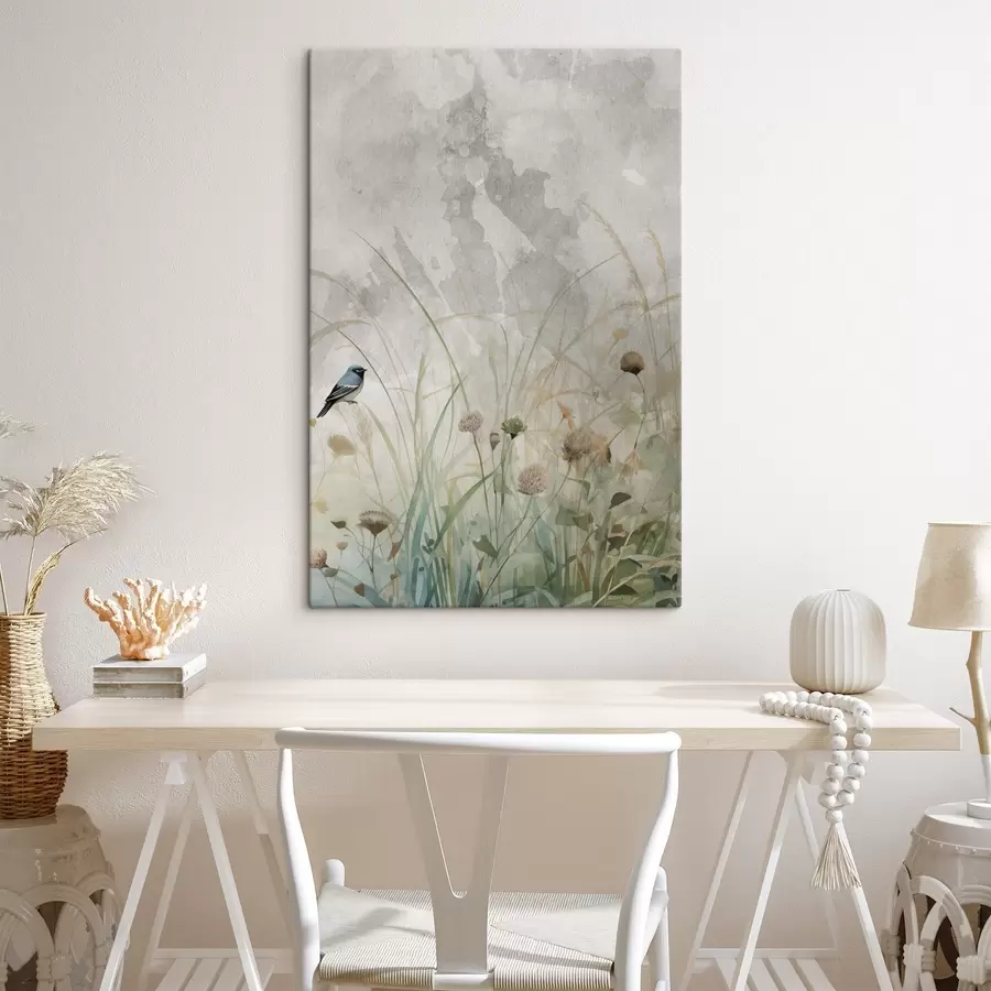 wall murals Bird on wildflowers s46889
