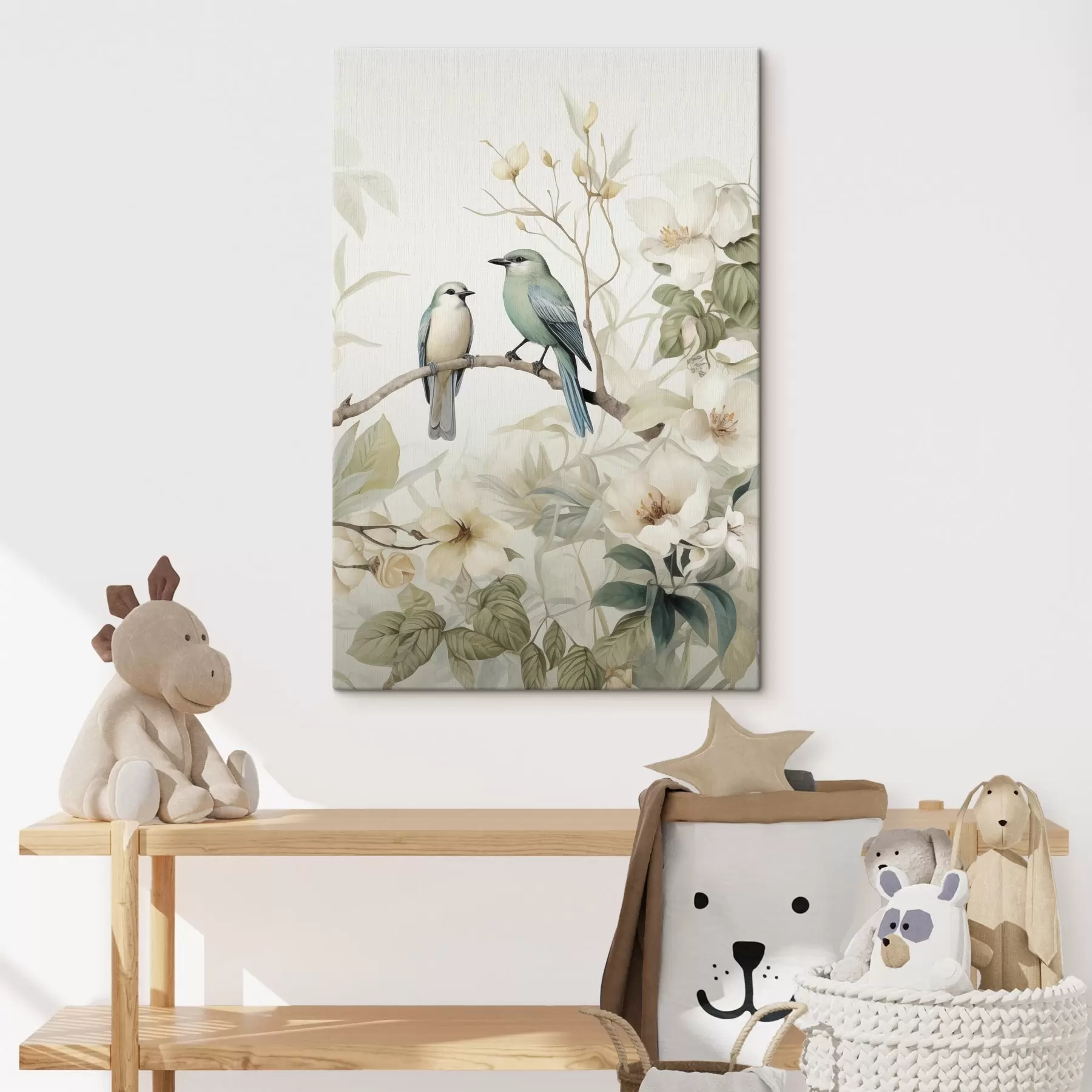 wall murals Two birds on jasmine branches s46896