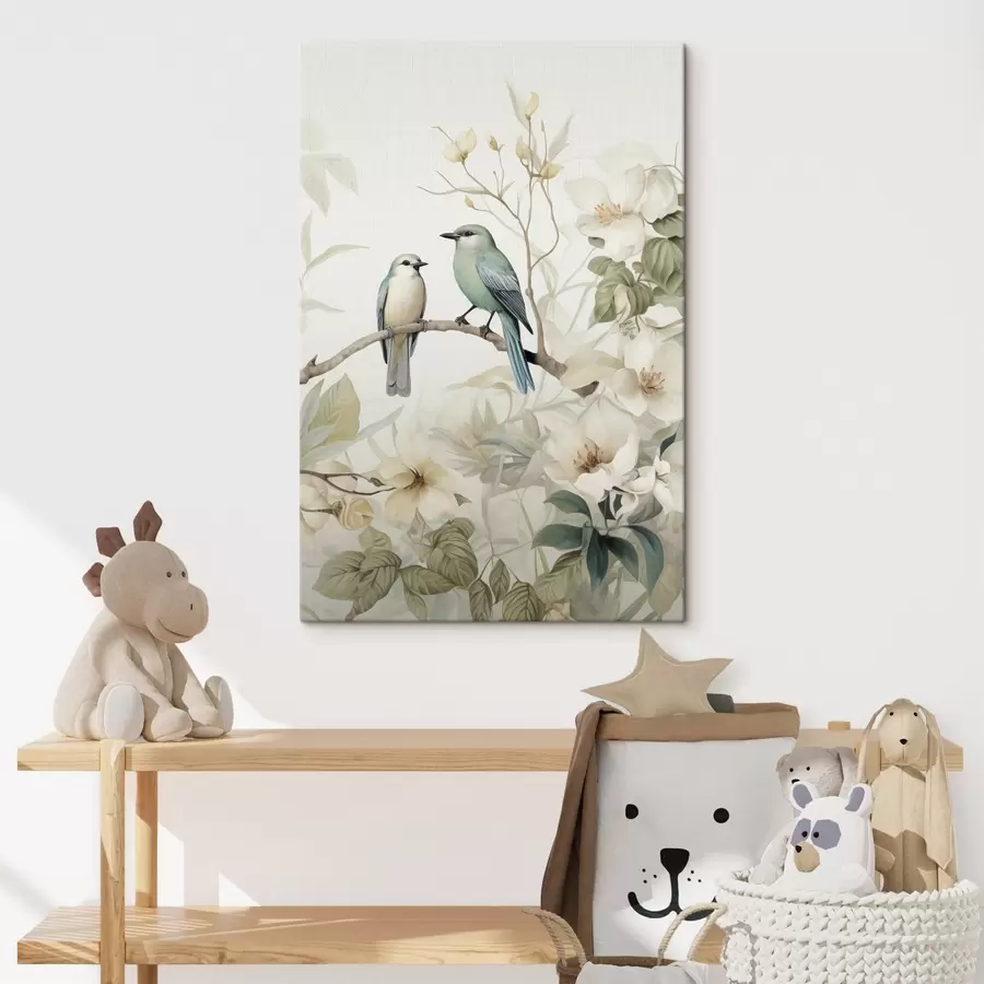 wall murals Two birds on jasmine branches s46896