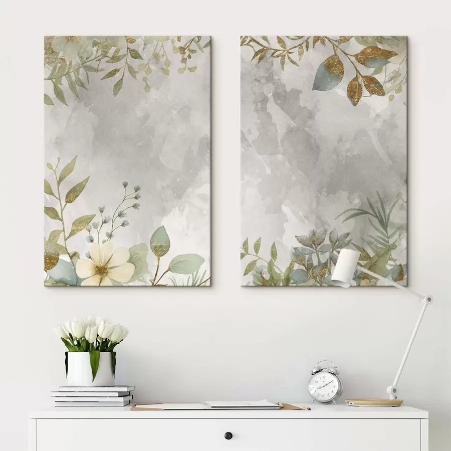wall murals Delicate plants on a light gray background m01070